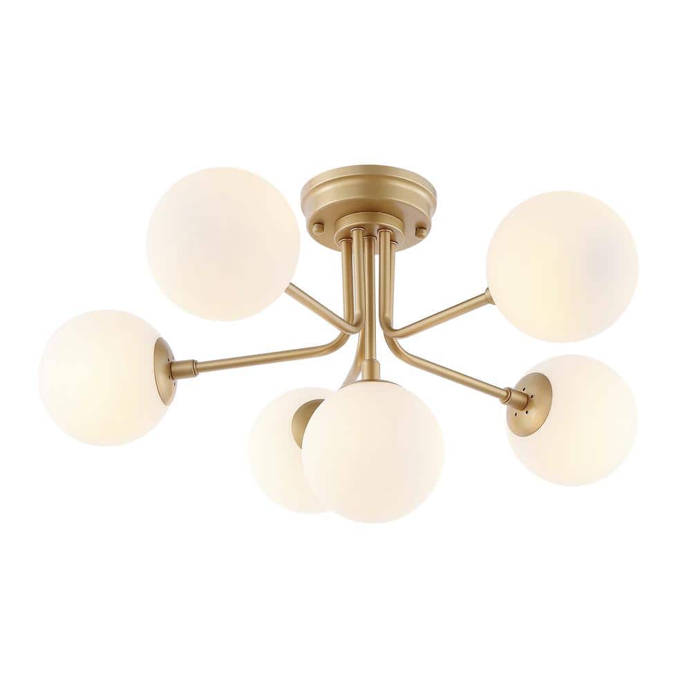 Olivier 24" Gold Globe LED Semi Flush Mount Ceiling Light