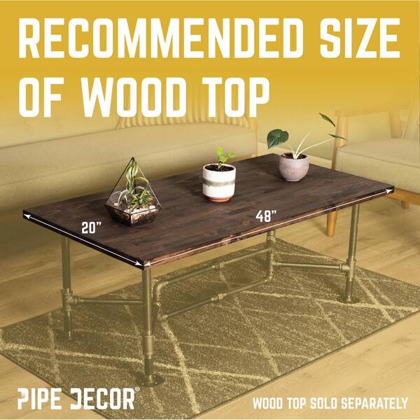 3/4 in. x 3.8 ft. L x 16.5 in. H Black Steel Pipe Loop Design Coffee Table Kit 3/4 in. x 3.8 ft. L x 16.5 in. H Black Steel Pipe Loop Design Coffee Table Kit