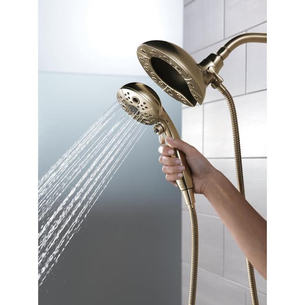 In2ition Gold 5-Spray Patterns 1.75 GPM 6.88 in. Wall Mount Dual Shower Heads in Lumicoat Champagne Bronze
