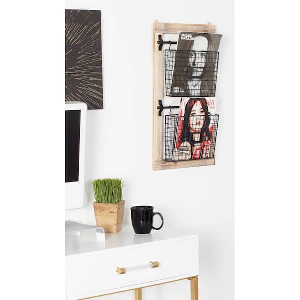 1pc Black Wall Mounted Modern & Minimalist Iron Magazine & Newspaper Storage  Rack For Living Room & Office Decoration