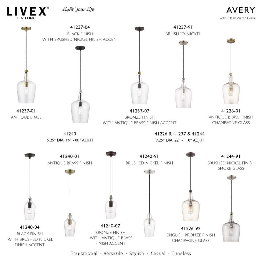 Avery Mini Pendant in Antique Brass with Clear Glass