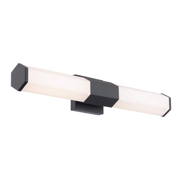 Remi 24 in. 1 Light Selectable 3CCT Black LED Bathroom Vanity and Wall Light Bar with Frosted Acrylic Shade