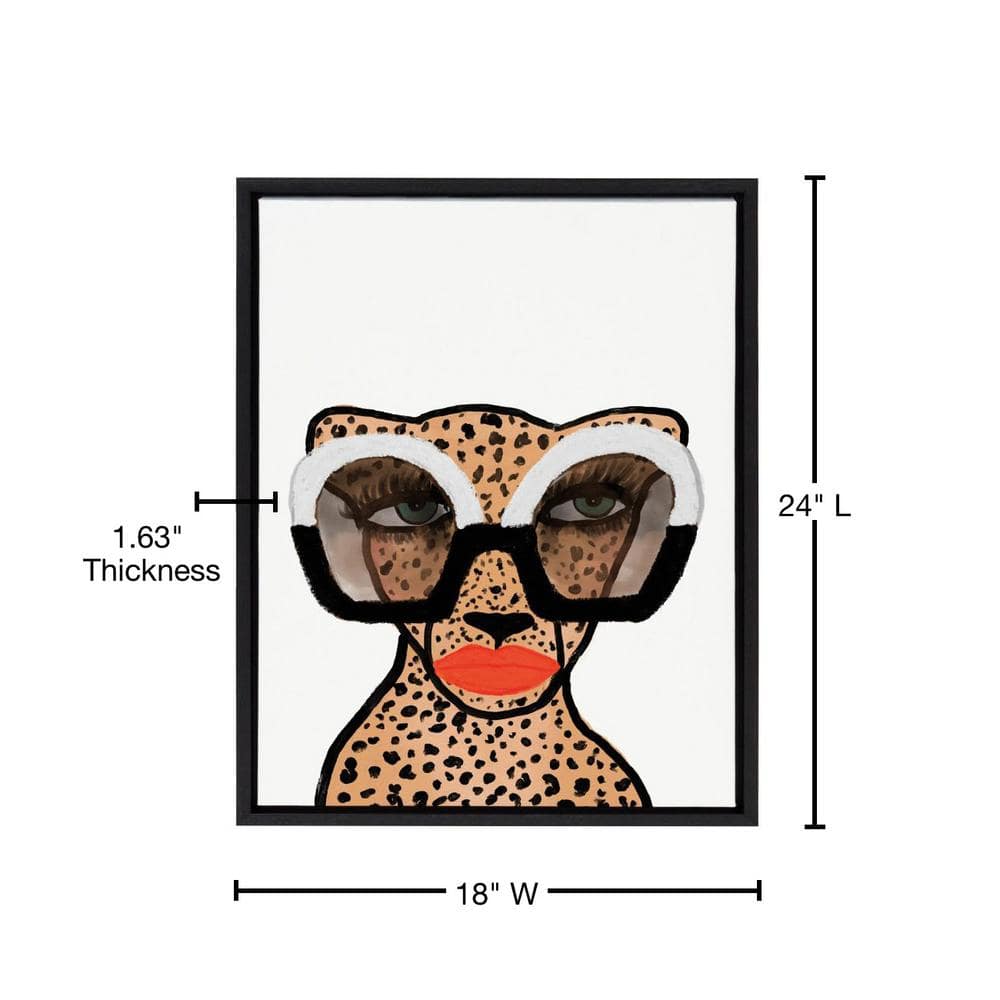 Sylvie Cheetah Fashionista Framed Canvas Wall Art, 18x24, Black