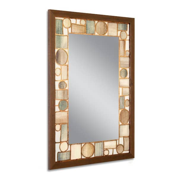 Deco Mirror 14.5 in. W x 24.5 in. H Framed Rectangular Bathroom Vanity Mirror in Earth tone copper and brown