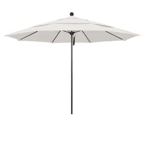 11 ft. Bronze Aluminum Commercial Market Patio Umbrella with Fiberglass Ribs and Pulley Lift in Woven Granite Olefin