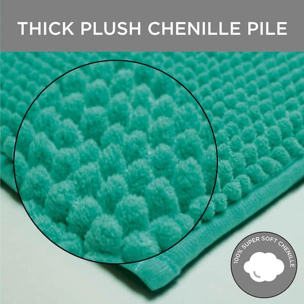 Resort Collection Plush Shag Chenille Bath Mat Marine Blue