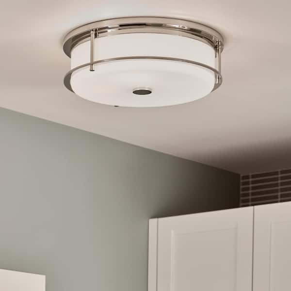 KICHLER Brit 18 in. 4-Light Polished Nickel Industrial Hallway Flush Mount Ceiling Light