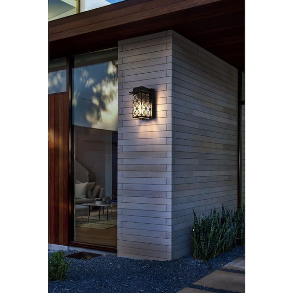 8.5 in. Black Outdoor Hardwired Wall Sconce with No Bulbs Included