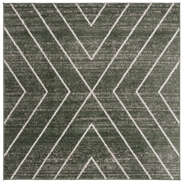 SAFAVIEH Adirondack Dark Green/Ivory 6 ft. x 6 ft. Arrow Square Area Rug