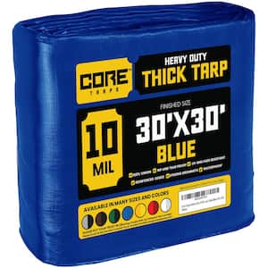 30 ft. x 30 ft. Blue 10 Mil Heavy Duty Polyethylene Tarp, Waterproof, UV Resistant, Rip and Tear Proof