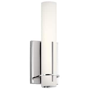 Traverso 21-Watt Chrome Integrated LED Bathroom Indoor Wall Sconce Light with Frosted Glass Shade