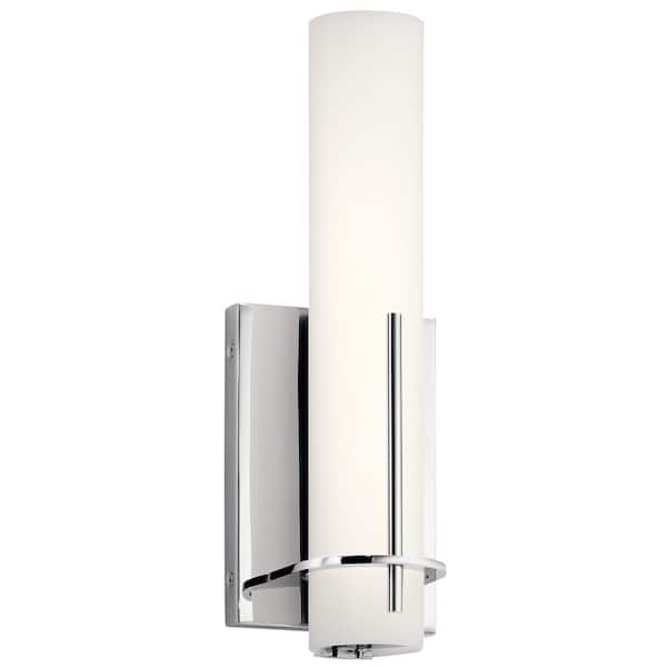 KICHLER Traverso 21-Watt Chrome Integrated LED Bathroom Indoor Wall Sconce Light with Frosted Glass Shade