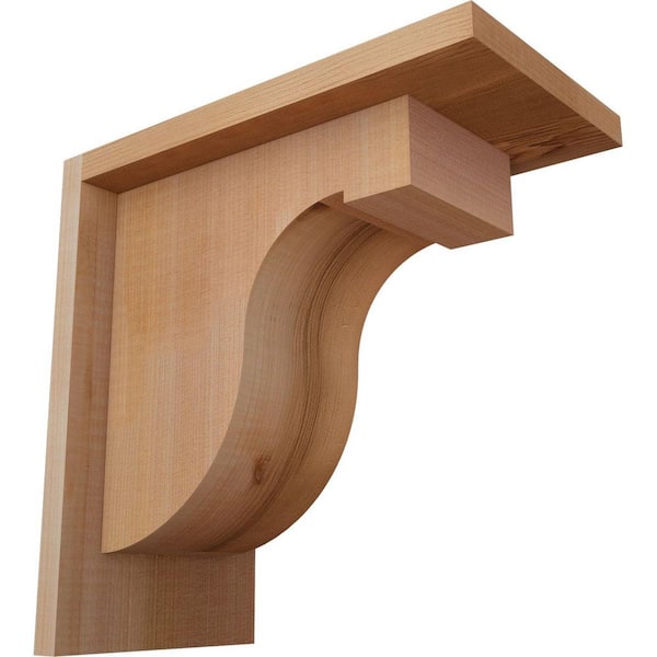 Ekena Millwork 5-1/2 in. x 10 in. x 10 in. Western Red Cedar Del Monte Smooth Corbel with Backplate