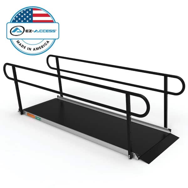 EZ-ACCESS GATEWAY 3G 9 ft. Aluminum Solid Surface Black Wheelchair Ramp with Black 2-Line Handrails