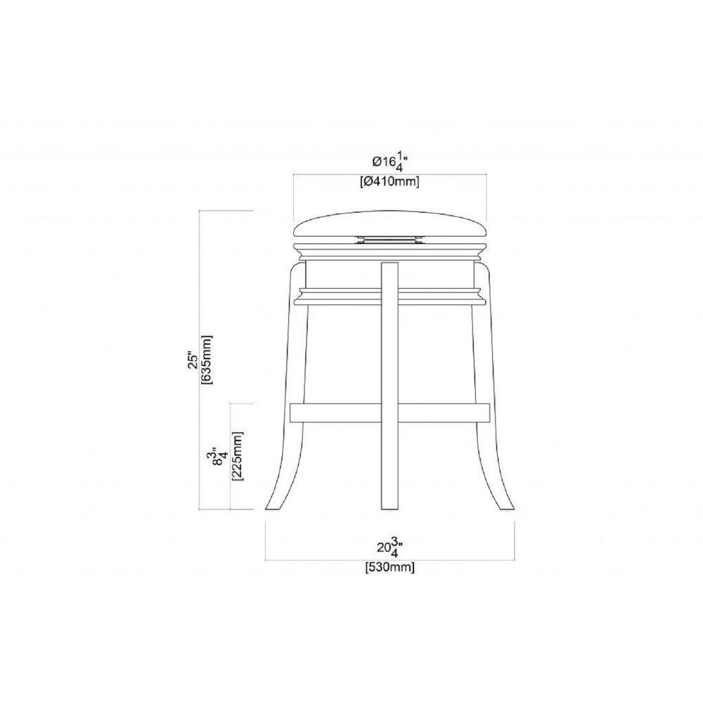 Brandy Wood and Black Leather Swivel Counter Stool