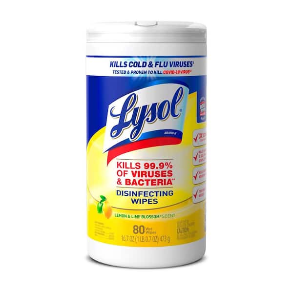 Disinfecting Wipes, Cleaning Supplies, All Purpose Cleaner, Multi-surface, Lemon & Lime Sanitizing Wipes, 80 Count
