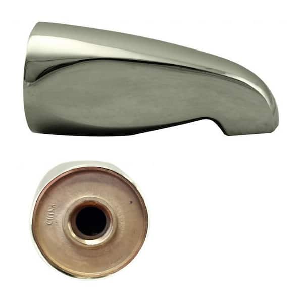Westbrass 5-1/2 in. Brass Standard Tub Spout in Polished Nickel