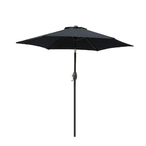 7.5 ft. Aluminum Market Patio Umbrella with Push Button Tilt and Crank in Black