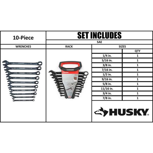 Husky - SAE Long-Pattern Universal Combination Wrench Set (10-Piece)