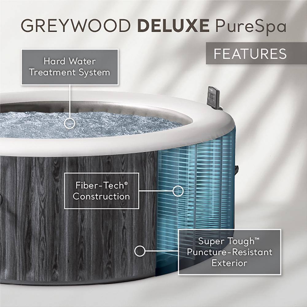 Intex Greywood 6-Person Inflatable Round Hot Tub with Bubble Jets
