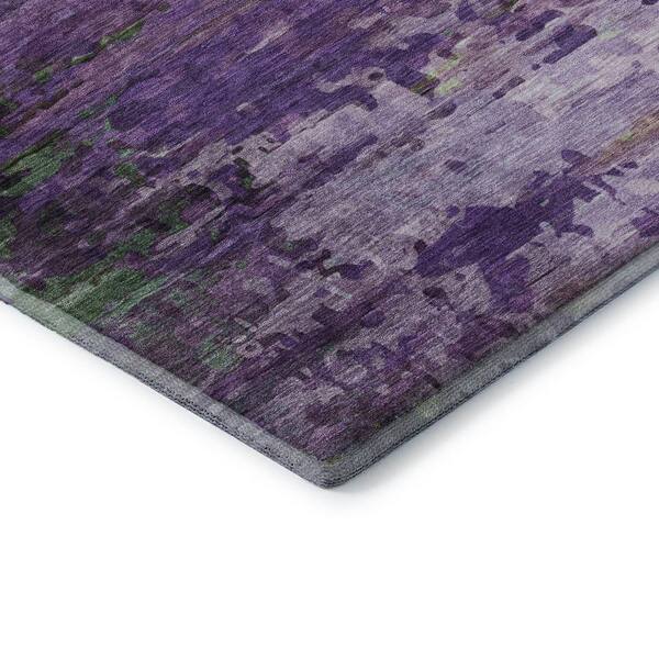 Mayfield Premium Machine Washable Abstract AMF2035 Purple 2 ft. x 7 ft. Runner Rug
