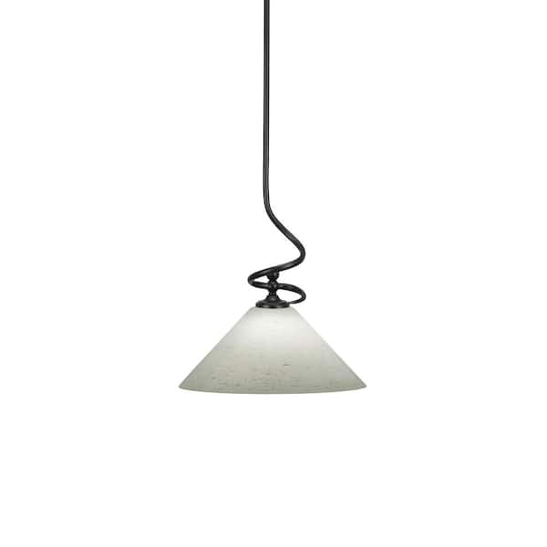 Unbranded Royale 100 W 1-Light Matte Black Standard Mini Pendant Light with Glass Shade