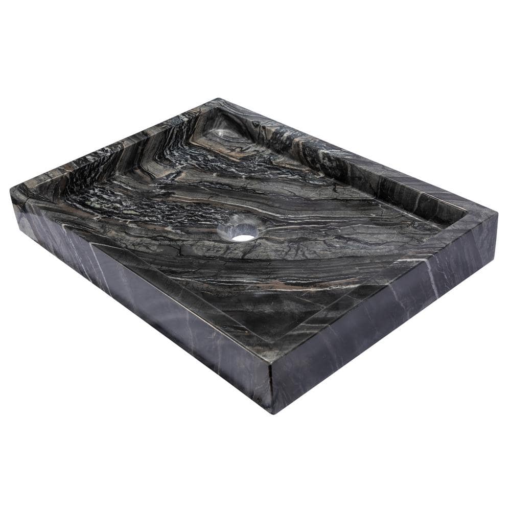 Charcoal Gray Stone Rectangular Vessel Bathroom Sink