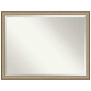 Medium Rectangle Elegant Brushed Bronze Beveled Glass Casual Mirror (33 in. H x 43 in. W)