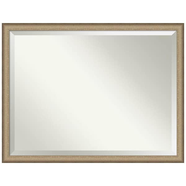 Amanti Art Medium Rectangle Elegant Brushed Bronze Beveled Glass Casual Mirror (33 in. H x 43 in. W)