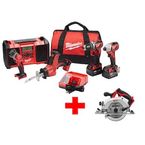 M18 18V Lithium-Ion Cordless Combo Kit (5-Tool) with Free M18 6-1/2 in. Cordless Circular Saw