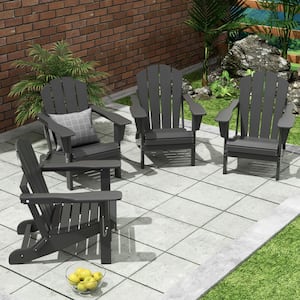 DECO Gray Folding Poly Outdoor Adirondack Chair (Set of 4)