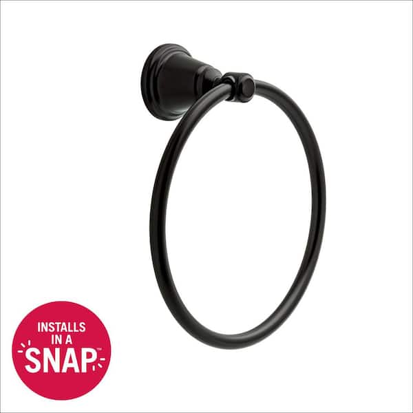 Foundations Design Series Wall Mounted Round Closed Towel Ring Bath Hardware Accessory in Matte Black