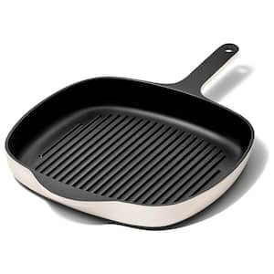 10.5 in. Cast Iron Grill Pan in Cream