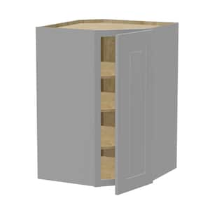 Grayson Pearl Gray Plywood Shaker Assembled Diagonal Corner Kitchen Cabinet Soft Close 23 in W x 15 in D x 36 in H