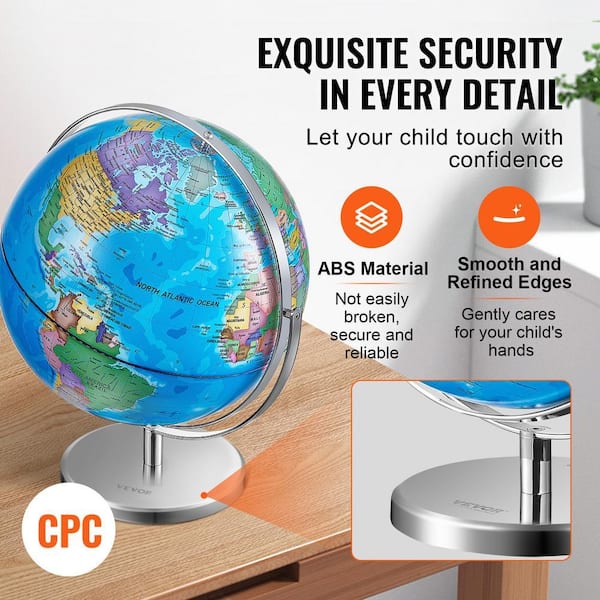 ♦️　globe/preview　♦️ SKYSHALO Rotating World Globe, 16.54 in. x 13 in. 330.2 mm, with