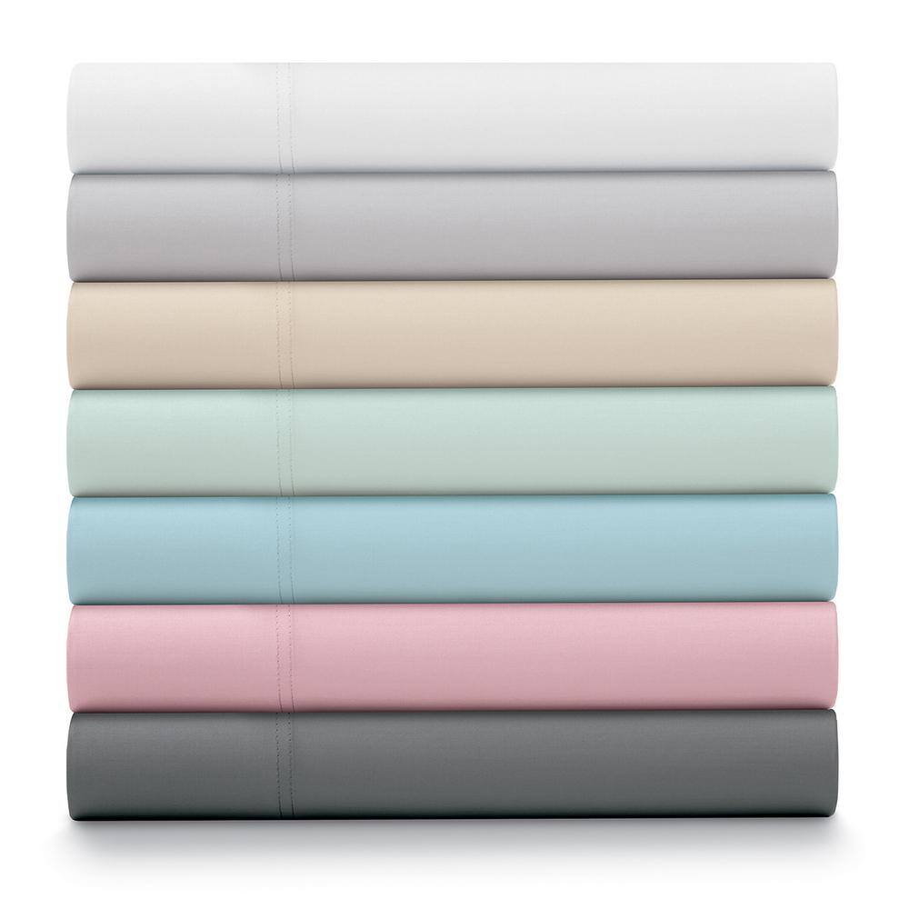 Light Gray Twin Cotton Percale Deep Pocket Sheet Set