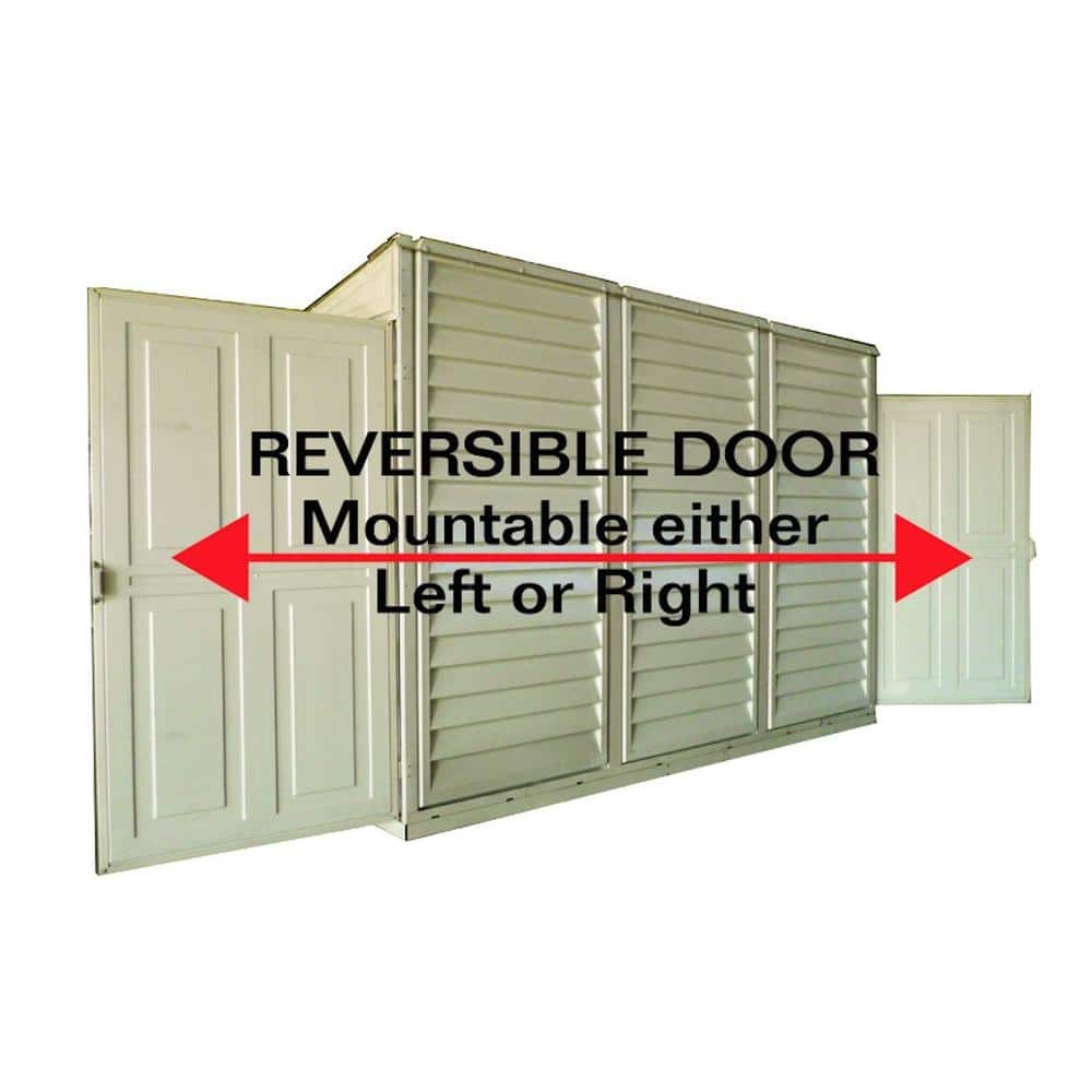 Beige 4' x 8' Vinyl Lean-To Storage Shed with Shelving