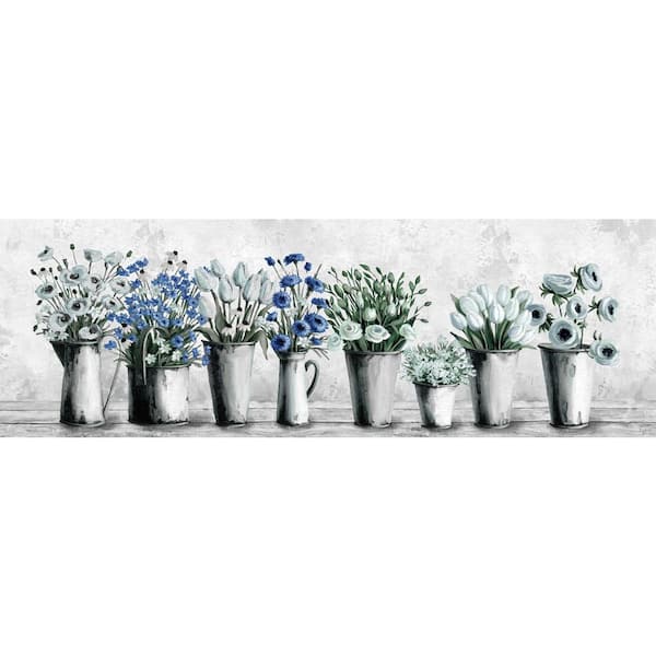 Unbranded "Tulips and Blues" by Parvez Taj Unframed Canvas Nature Art Print 10 in. x 30 in.