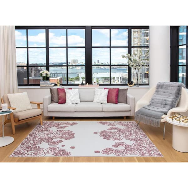 Vera White Floral 2 ft. x 4 ft. Area Rug