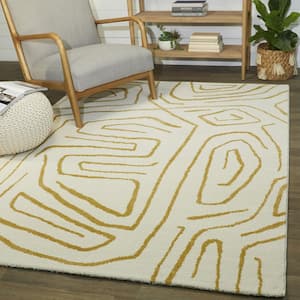 Pollock Cream/Gold 7 ft. 10 in. x 10 ft. Abstract Area Rug