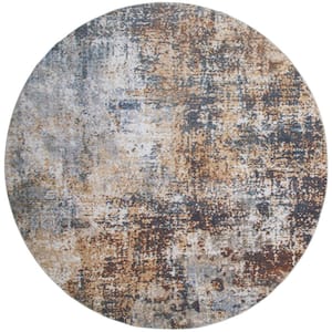 Astra Machine Washable 5 ft. x 5 ft. Multicolor Abstract Contemporary Round Area Rug