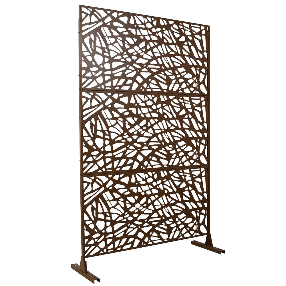 6.3 ft. H x 4 ft. W Brown Outdoor Privacy Screen Metal Garden Fence Panel D