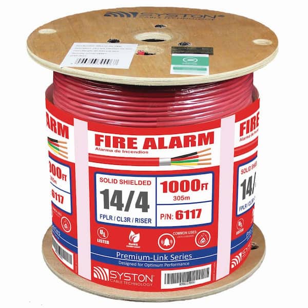 Syston Cable Technology 14/4 Solid Shielded CL3R/Riser Red 1000 ft. Spool UL Fire Alarm Cable