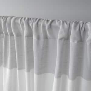 Darma Dove Grey Stripe Sheer Rod Pocket Curtain, 50 in. W x 84 in. L (Set of 2)