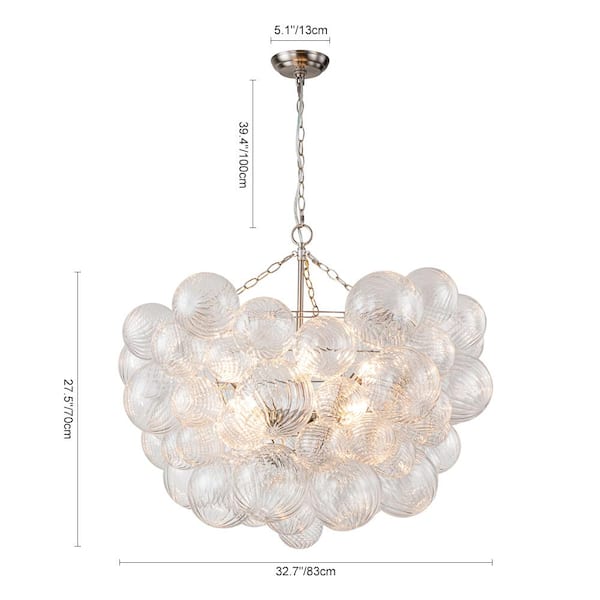 LUZ - natural HUOKU Neuvy 8-Light 33 in. W Nickel Chandelier with Swirled