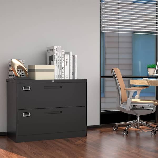 Zeus Ruta Black File Cabinet 2 Drawer With Lock Locking Metal Lateral Filing For Home Office Zeusoffice111bk The