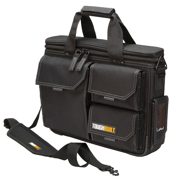 TOUGHBUILT 17" Medium Black Laptop Bag with Quick Access, Shoulder Strap, ClipTech hub and padded device pocket