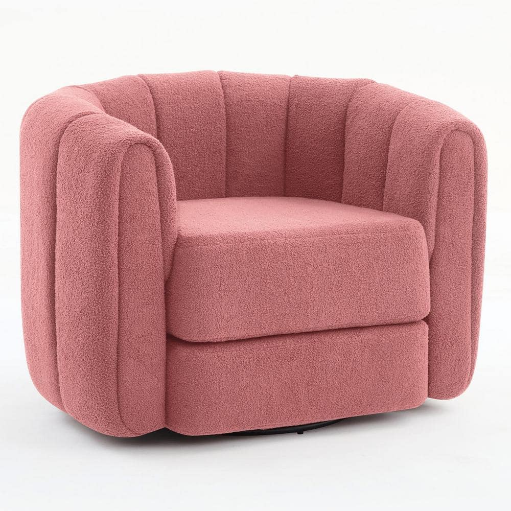 37 in. Teddy Fabric Plush Pumpkin Barrel Chair with Swivel (Set of 1) - Pin