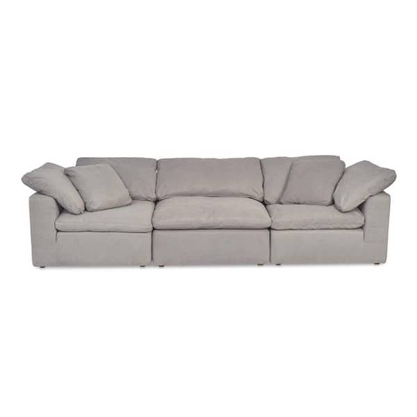 Rigel 133.5 in. 3-Piece Polyester Resist Performance Fabric Modular Sectional Sofa in Light Grey