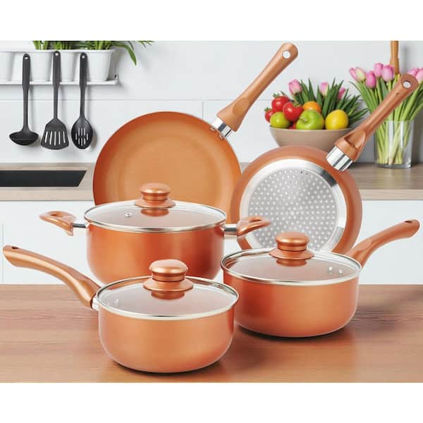 3 qt. Ultra Nonstick 11-Piece Cookware Set w/ Ceramic Coating, Stay Cool Handles and Nylon Utensils, Aluminum, Induction